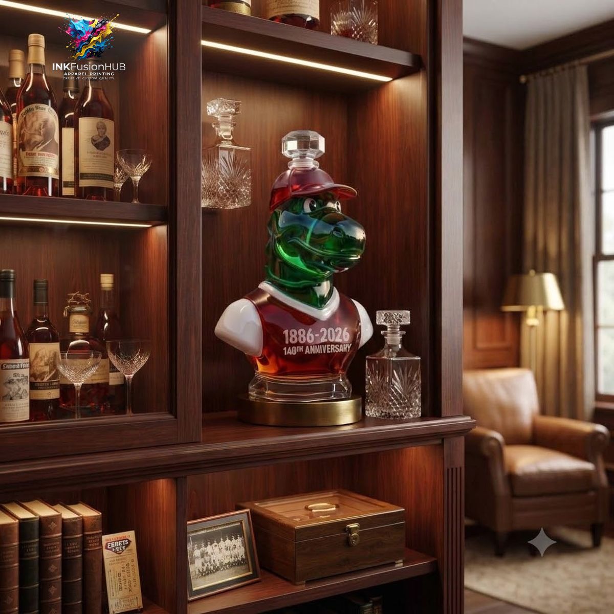 Arsenal 140th Anniversary Gunnersaurus Mascot Whiskey Bottle