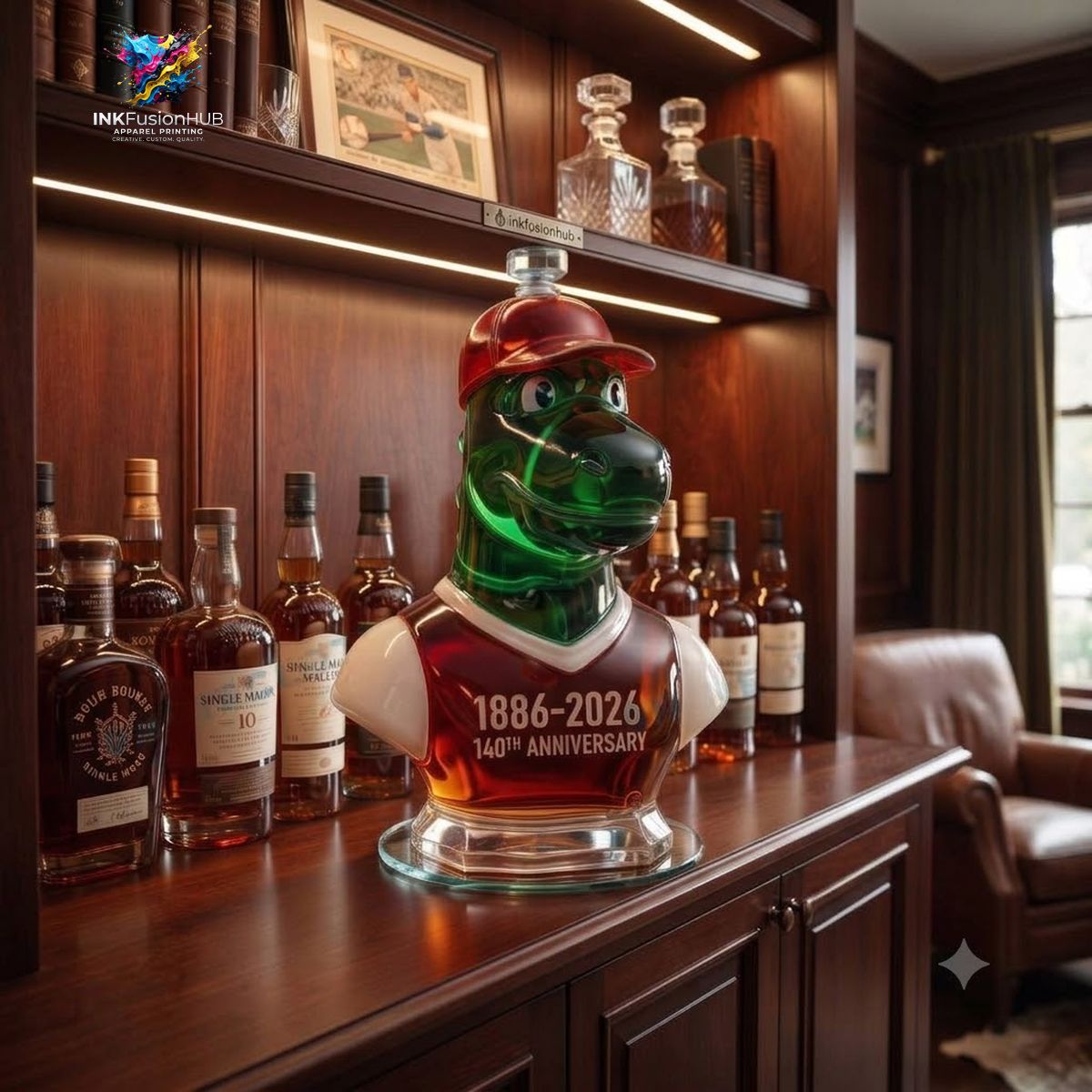 Arsenal 140th Anniversary Gunnersaurus Mascot Whiskey Bottle