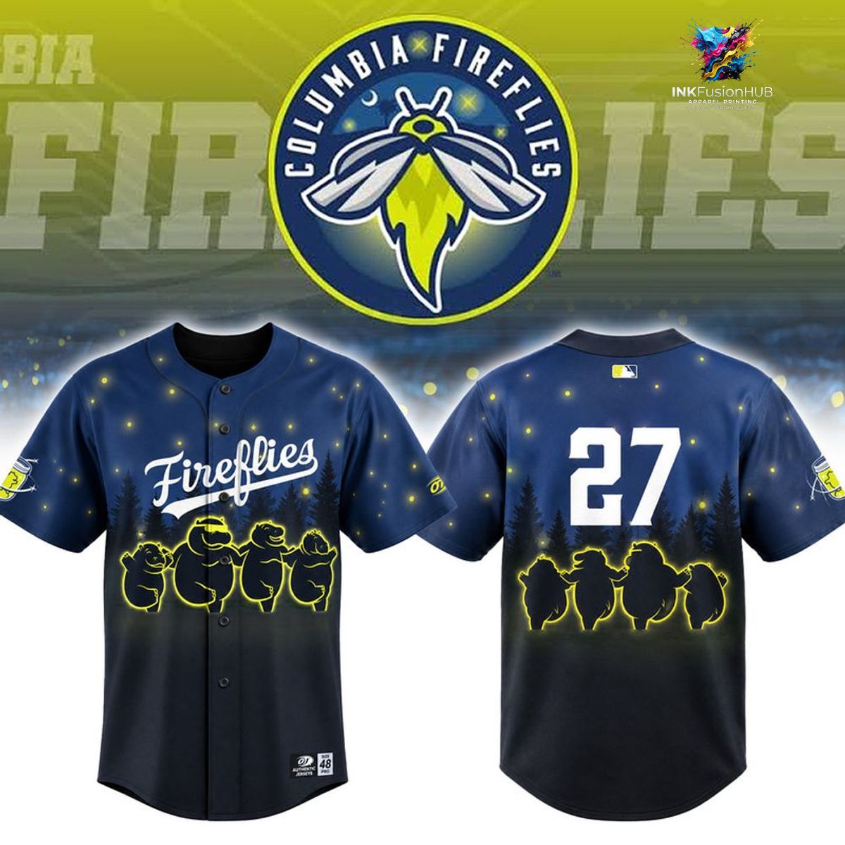 Columbia Fireflies Baseball Jersey Synchronized Hippos 2026 Columbia Fireflies Baseball Jersey Synchronized Hippos 2026