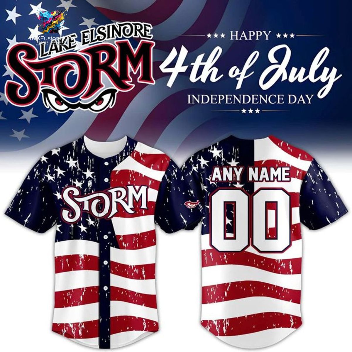 Lake Elsinore Storm 4th of July 2026 Edition Baseball Jersey