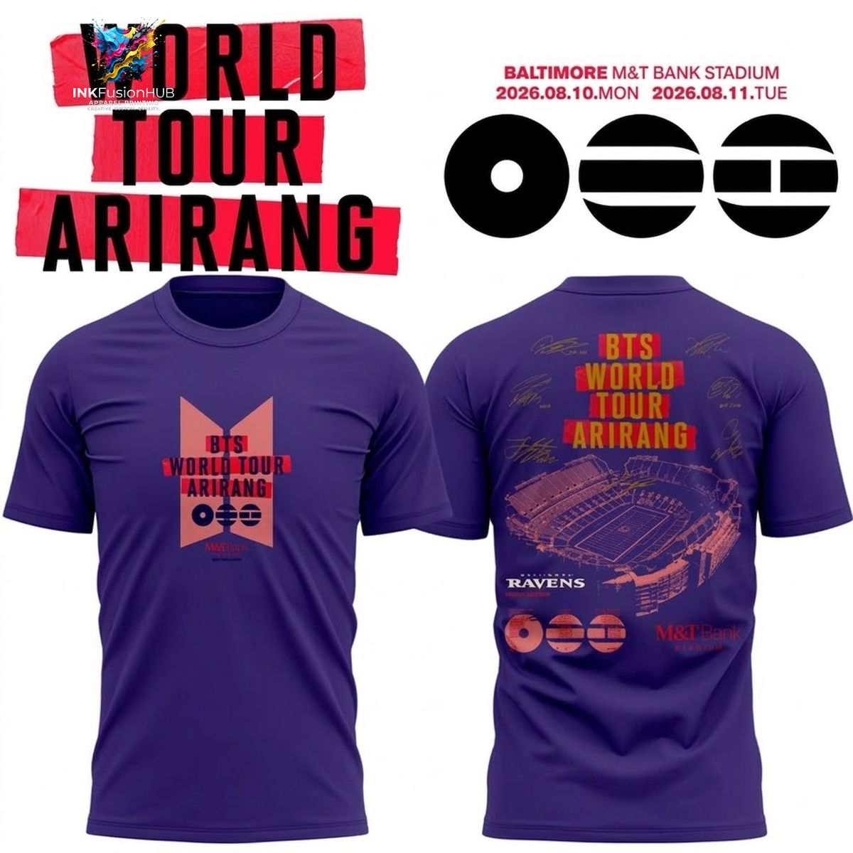 Baltimore Ravens x BTS World Tour Arirang In Baltimore 2026 Purple Shirt
